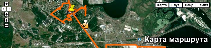 Ориентировочный маршрут экскурсий Chernobyl-TOUR Примерная карта маршрута экскурсий Чернобыль-ТУР